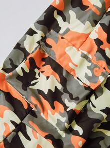 2pcs/Set Tween Girl Casual Versatile Street Style Letter Patch Cropped Bomber Jacket And Camouflage Cargo Pants