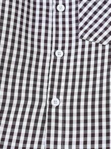 Young Boy Casual Black & White Plaid Long Sleeve Pocket Shirt, Spring & Fall - Black and White - View 4