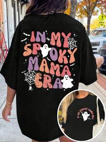 Calvaya Plus Size Crew Neck Short Sleeve Letter Print Casual T-Shirt