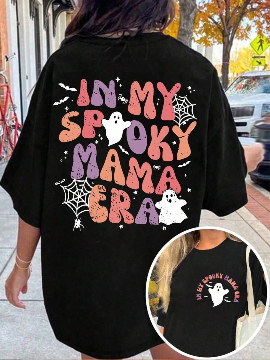 Calvaya Plus Size Crew Neck Short Sleeve Letter Print Casual T-Shirt