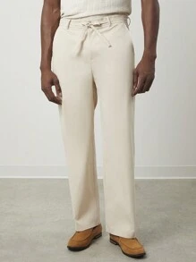 Manfinity VCAY Men's Slim Fit Long Drawstring Waist Casual Straight Leg Pants, Summer