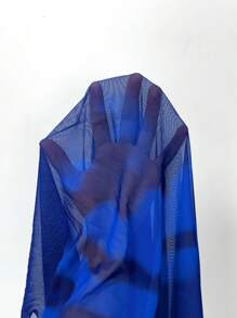 Burkini traje de baño casual de cuello redondo y manga corta para vacaciones en la playa para mujeres - Azul - Ver 3