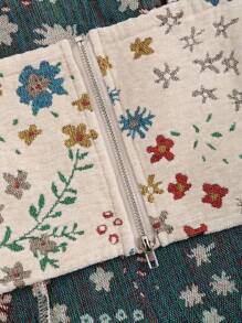 Sweetra Women's Summer Floral Asymmetric Hem Tube Top Y2K Outfit  - Apricot - View 4