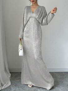 Elenzga Premium Long Sleeve Dress - Silver - View 3