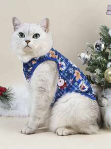 PETSIN 1pc Pet Christmas Santa Snowflake Blue Vest - Multicolor - View 4