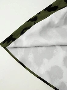 Chiquease Chân váy chữ A họa tiết da báo, trang phục thường ngày, thiết kế in ngẫu nhiên - xanh quân đội - Xem 3