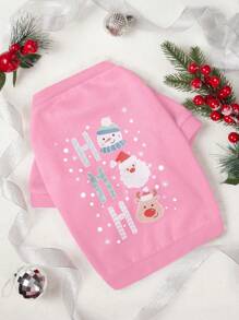 PETSIN 圣诞粉红雪人HOHO印花圆领卫衣 - 彩色 - 查看 2