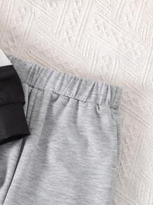 SHEIN 年轻男孩 2 件套休闲服装套装：摩托车赛车速度图标全印花套头衫和拼色慢跑裤，适合秋季、冬季、学校、过渡季节、日常穿着、运动装、街头装 - 彩色 - 查看 3