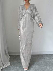 Elenzga Premium Long Sleeve Dress - Silver - View 4