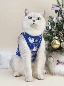 PETSIN 1pc Pet Christmas Santa Snowflake Blue Vest - Multicolor - View 3