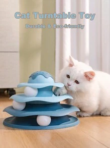 1pc Pet Cat Turntable Toy For Self-Entertainment And Relaxation Christmas For Holiday Gift Giving - Blue - View 2