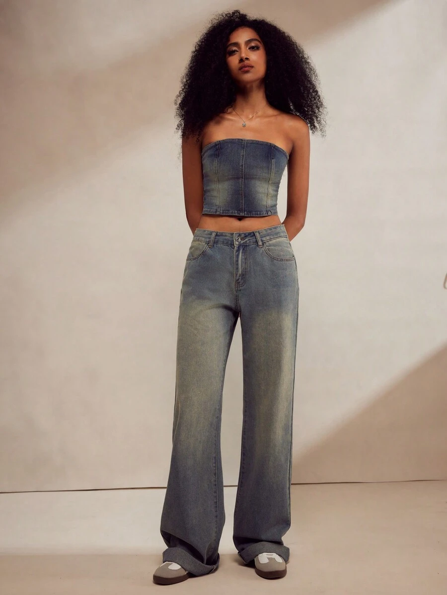 Forever 21 女士褪色蓝色洗水牛仔裤