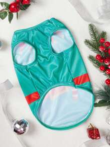 PETSIN 1buc Vesta pentru animale de companie din trestie de bomboane de Crăciun, verde