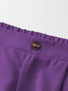DreamSkyne Pantalones de trabajo sencillos de unicolor con botones delanteros para uso casual, talla grande - Morado - Ver 3
