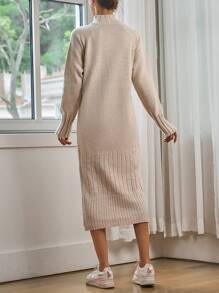 EURMUSE Knitwear Maxi Dress With Raglan Sleeves - Beige - View 6