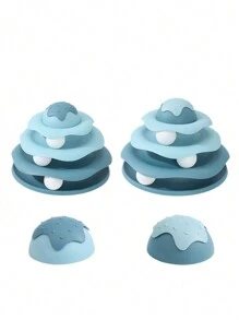 1pc Pet Cat Turntable Toy For Self-Entertainment And Relaxation Christmas For Holiday Gift Giving - Blue - View 4