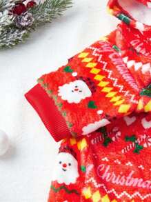 PETSIN 1pc Dog Hooded Sweatshirt With Reindeer Christmas Pattern Pet Apparel - Multicolor - View 5