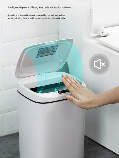 1 个智能传感器垃圾桶，带盖子激活、踢动、免触摸、挥动和膝盖传感器功能、防臭盖子设计、低噪音软关闭、长效电池、IPX5 防水