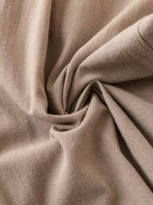 Pantalones casuales simples de talla grande de unicolor con bolsillo y amarre delantero - Camel - Ver 5