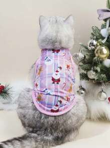 PETSIN 1pc Santa Claus & Snowflake Pet Pink Vest, Christmas