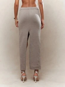 MISSGUIDED Split Midaxi Sweater Skirt Winter Wear - Brown - View 2