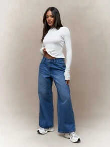 MISSGUIDED 洗水褪色直筒牛仔裤 - 藍色 - 查看 4