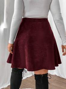 Vionelle Falda A-line simple con botones delanteros para talla grande, uso casual diario, para el Día de Acción de Gracias, color borgoña - Burdeos - Ver 2