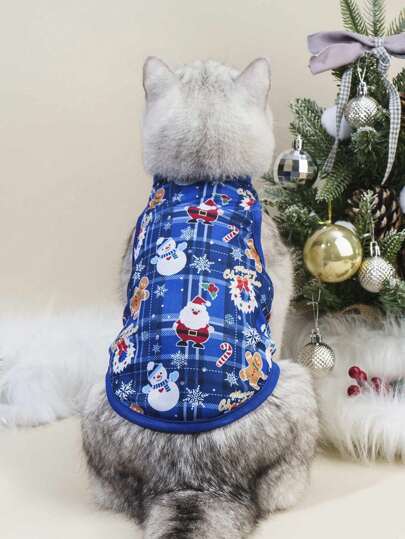PETSIN 1pc Pet Christmas Santa Snowflake Blue Vest