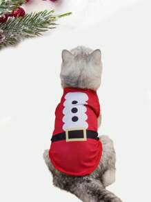 PETSIN 1pc Christmas Pet Vest With Red Ribbon Waistband - Multicolor - View 4
