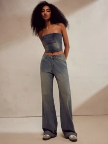 Forever 21 女士褪色蓝色洗水牛仔裤