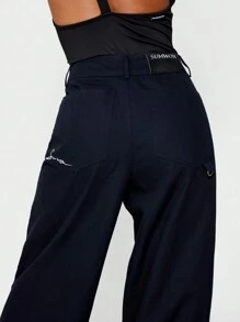 SUMWON WOMEN 按扣阔腿裤 - 黑色 - 查看 4