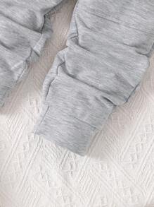 SHEIN 年轻男孩 2 件套休闲服装套装：摩托车赛车速度图标全印花套头衫和拼色慢跑裤，适合秋季、冬季、学校、过渡季节、日常穿着、运动装、街头装 - 彩色 - 查看 5