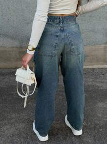 Quần Jeans Ống Đứng Rách Thiết Kế Đường Phố Thường Ngày Y2K Mới 2025 Cho Nữ - Màu xanh lam - Xem 2