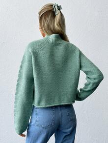 EURMUSE Knitwear Chunky Pullover With Pretty Cable Design (Whole Garment) - Mint Green - View 6