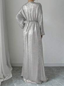 Elenzga Premium Long Sleeve Dress - Silver - View 2