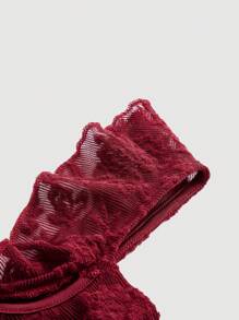 SHEIN MOD Váy dự tiệc cổ phồng và tua rua hình nấm, váy dài bó màu mơ, váy dài vừa phải mùa hè, váy gợi cảm, váy dạ hội, váy hẹn hò, váy màu mơ, váy thanh lịch, váy bồng bềnh, váy dạ hội - Màu Đỏ Sâu - Xem 3