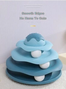 1pc Pet Cat Turntable Toy For Self-Entertainment And Relaxation Christmas For Holiday Gift Giving - Blue - View 3