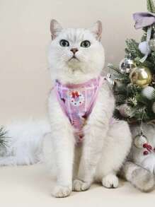 PETSIN 1pc Santa Claus & Snowflake Pet Pink Vest, Christmas