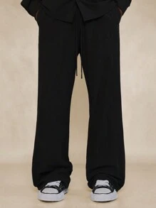 SUMWON Relaxed Fit Textured Long Sleeve Shirt And Pant 2 Piece Set - Black - View 4