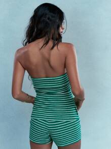 MISSGUIDED Strapless Striped Summer Party Lucky Charm Irish-Themed Holiday Beach Wear Festival Fashion Twist Front Bandeau Top