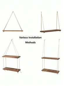 1件/2件装极简主义壁挂绳架，木质悬浮置物架，客厅卧室壁挂式展示架，农舍风格壁挂架，适用于家庭浴室走廊收纳板，生日毕业礼物 - 彩色 - 查看 7