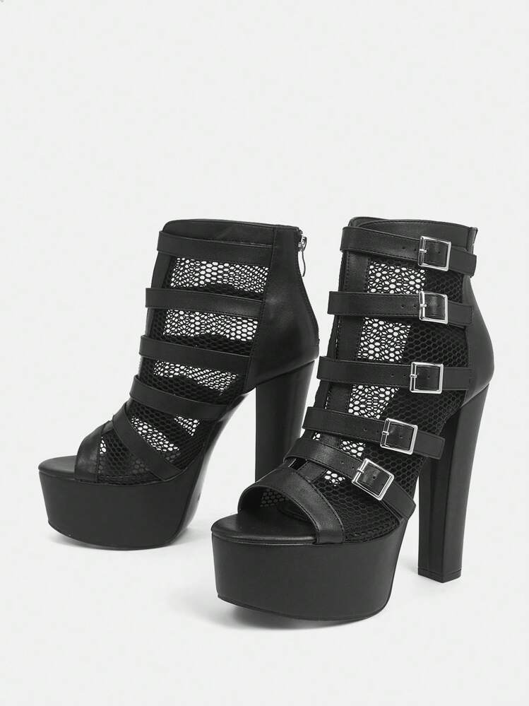 CUCCOO LuxiPop Damen sexy Mode Plateau Ankle Boots und Stiefeletten mit dickem Absatz, wasserdicht, geeignet für Halloween, Weihnachten, Partys, Nachtclub-Outfits - Schwarz - Übersicht 4