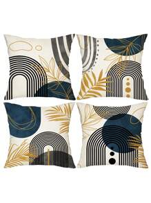 4 Stück Bohemien Stil blau und grau Kissenbezüge, mit mitteleuropäischem modernem und schlichten dekorativen geometrischen abstrakten Kissenbezügen, für Wohnzimmer und Schlafzimmer Sofas und Stühle (Kissenkern nicht enthalten) Weihnachtsgeschenk