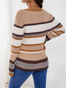 SHEIN Maternity Ombre Jacquard Ribbed Slim Sweater, For Winter - Multicolor - View 2