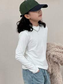 Dazy Kids 青少年女孩纯色百搭 T 恤 - 白色 - 查看 3
