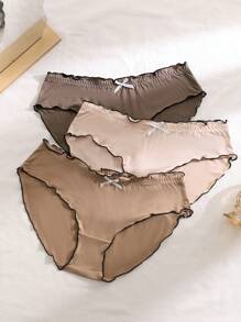 PetitDoll 3 件装 女士舒适透气荷叶边内裤 - 彩色 - 查看 5