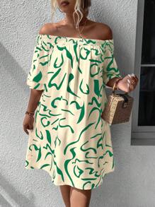 SHEIN Holidaya Váy rộng trễ vai cỡ lớn cho nữ - Nhiều màu - Xem 5