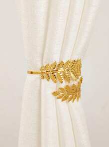 SHEIN 1pc/2pcs Metal Leaf Golden And Silver Open Curtain Rings Curtain Tiebacks About Curtain Tie Curtain Tie Tie Rope Tie Rope Lanyard Accessories Rope Tie Yarn Fashion Accessories For Home Decoration Valentine DAY, Valentines Wedding, Birthday - Gold - View 4