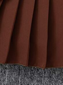 SHEIN 3pcs/Set Young Girl Minimalist Long Sleeve Shirt, Diamond Plaid Vest And Pleated Skirt School Style Outfit