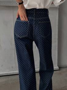 DAZY 女士圆点印花牛仔裤